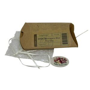 VTG Longaberger 2006 Mothers Day Floral Ceramic Oval Basket Tie On Pink Flowers